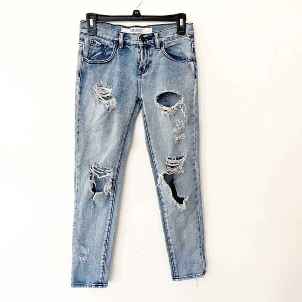 Brandy Melville Light Stone Washed Heavily Distressed Skinny Jeans